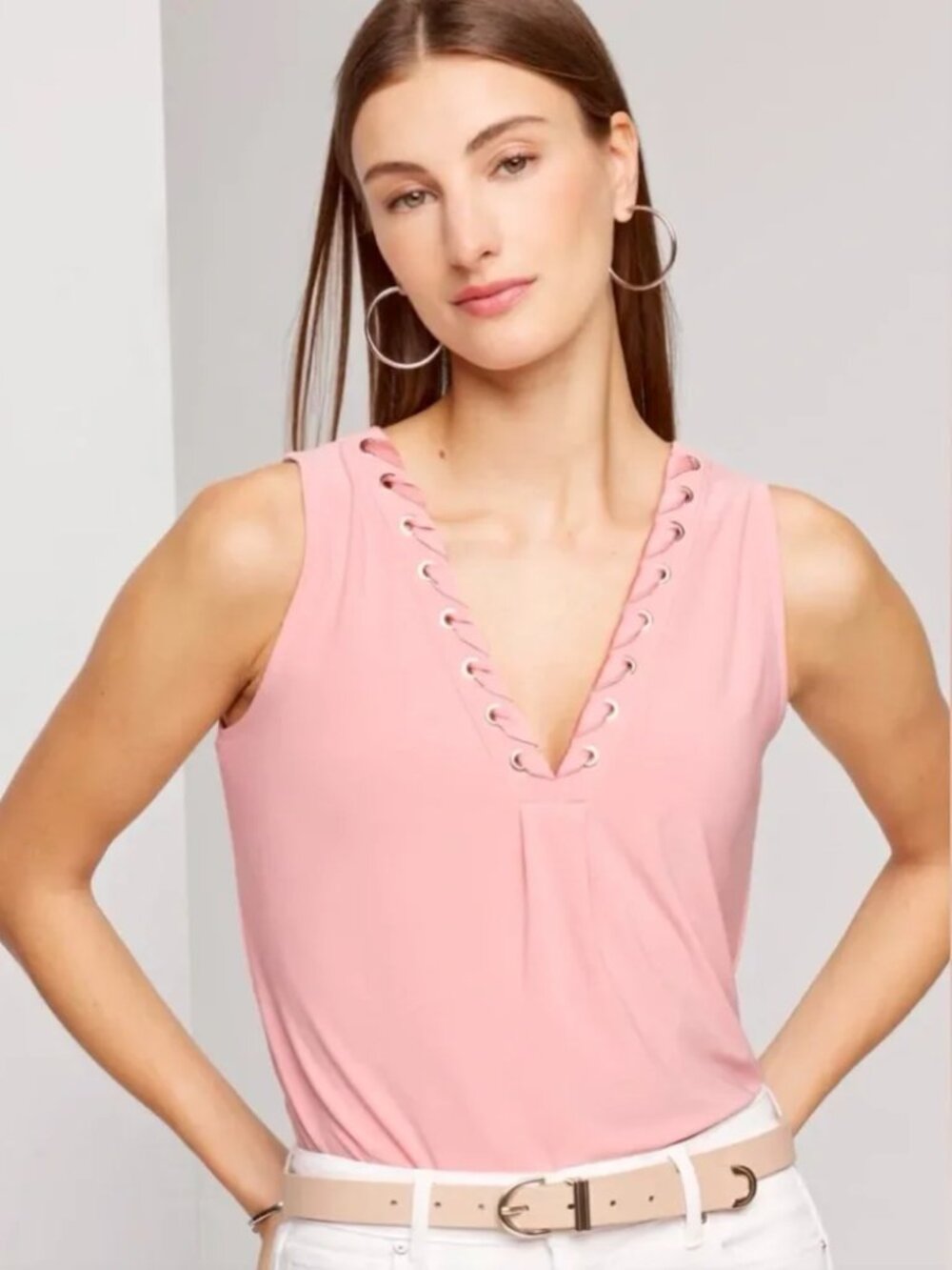 WHBM Lace-Up Sleeveless Top, Size XS, NWOT
